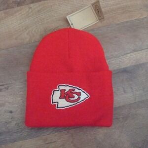 KANSAS CITY CHIEFS CUFFED BEANIE TOBOGGAN KNIT HAT CAP VINTAGE 00S‎ Y2K W1